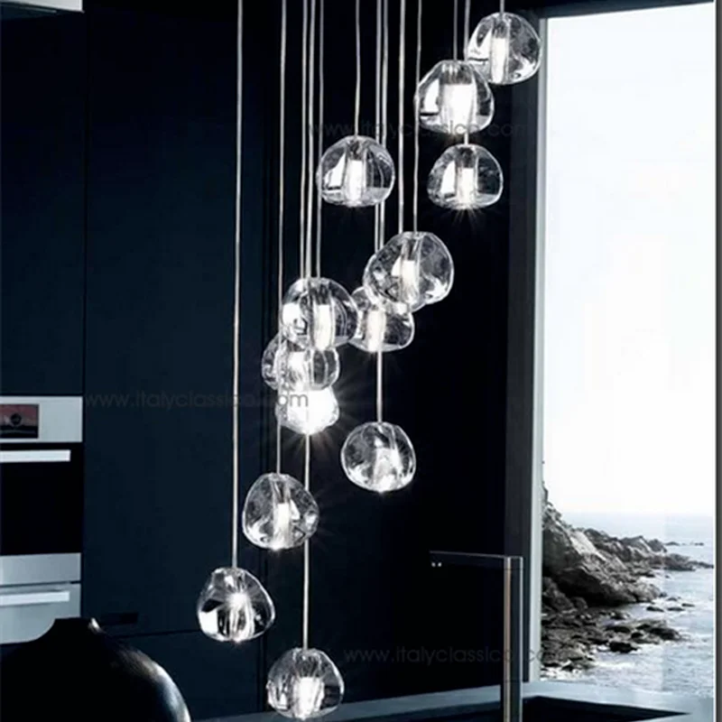 Mizu 7 Light Pendant by Nicolas from Suspension Lamp Chandelier Gold/ Transparent Lighting Fixture Dining Room | Лампы и освещение