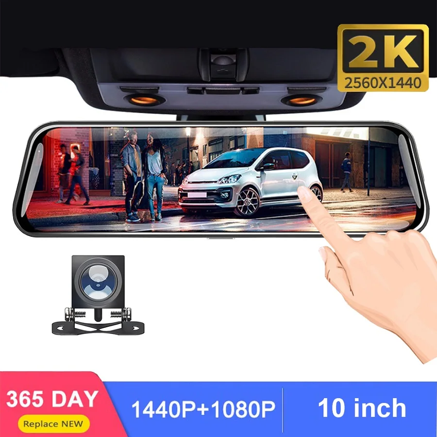 Diagtech Dvr Dash камера Автомобильный видеорегистратор зеркало FHD 1440P супер ночное видение 10 дюймов двойной объектив Автомобильное зеркало заднего вида авто Dvr рекордер