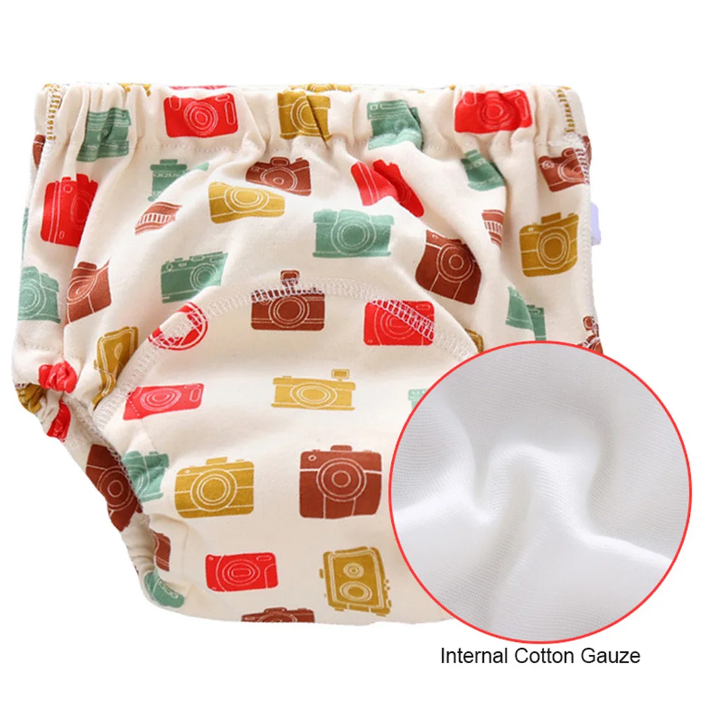 

1Pc Multicolor Baby Training Pants Diaper Washable For Infant Toddler Cotton Gauze + Waterproof Lining Cloth Reusable S M L