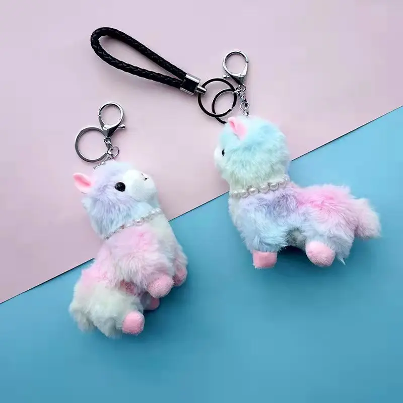 10cm 25cm Size Kawaii Rainbow Multicolor Alpaca Doll Toy Cute Animal Plush Stuffed Toys Soft Keychain Boy Pendant tankinis american flag tie dye hollow out halter tankini set in multicolor size l m s xl