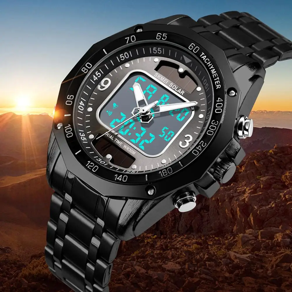 

SKMEI Men Watch Solar Power Luminous Dual Display Multifunctional Military Watch Digital Analog Sport Wrist Watch Men