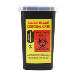 Compact 1L Disposable Tattoo Waste Container for Medical and Microblading Supplies (Black)