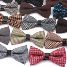 Хлопковый галстук-бабочка, Классическая клетчатая галстук-бабочка для мужчин и женщин, деловой Свадебный галстук-бабочка для взрослых, мужские бабочки, галстук желтый, красный