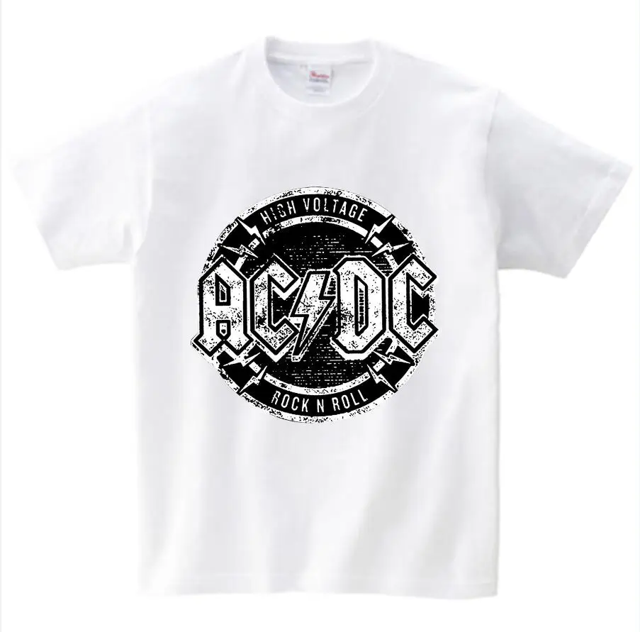 Ac dc/футболка для мальчиков, детская классная футболка с надписью «big brother little sister», хлопковая футболка «brothers», летние футболки для малышей, для 6, 7, 8 лет - Цвет: white childreT-shirt