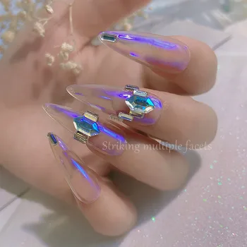 

Nail Art Diamond Jewelry Rhinestone Super Flash Rectangle Flat Bottom Diamond Shaped Diamond Nail Decoration Diamond Jewelry