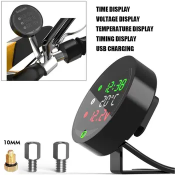 

12V Chronometer USB Mobile Phone Charging 5-in-1 Waterproof Digital Motorcycle Modified Water Temperature Meter Time Voltmeter