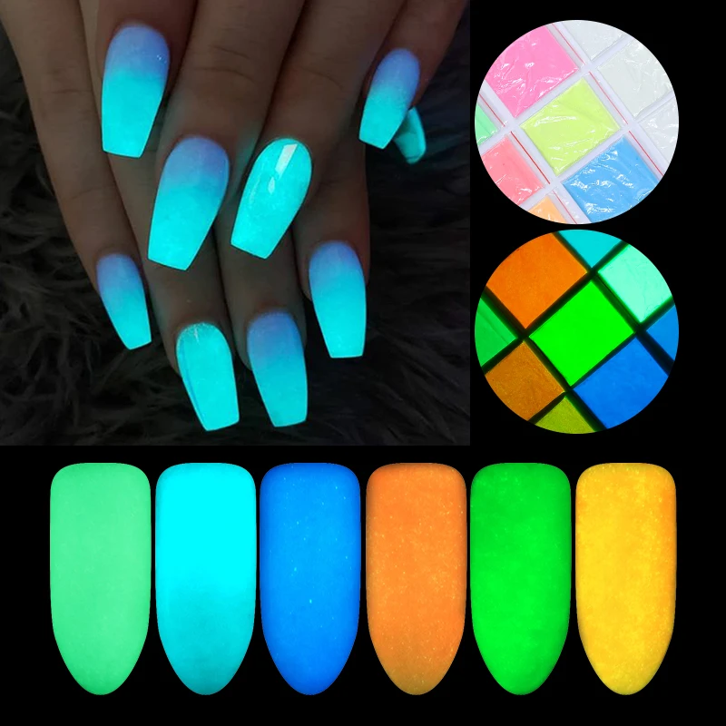 

10g Fluorescent Nail Powder Glow in Dark Glitter For Nails Accessories Ultrafine Pigment Dust Colorful DIY Nail Art Decorations