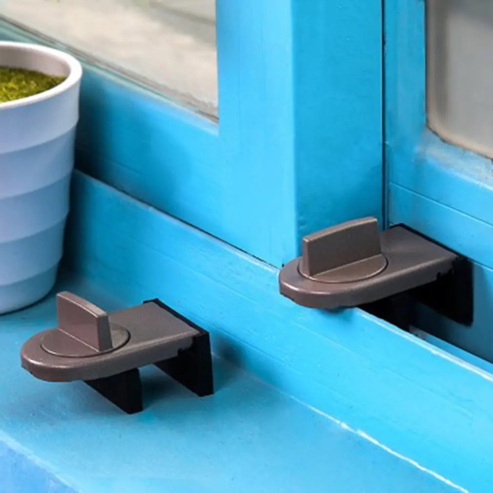 1pcs Brown Security Anti-theft Sliding Window Sash Plastic Steel Aluminum Catch Lock Zinc Alloy Sliding Window Safety Lock