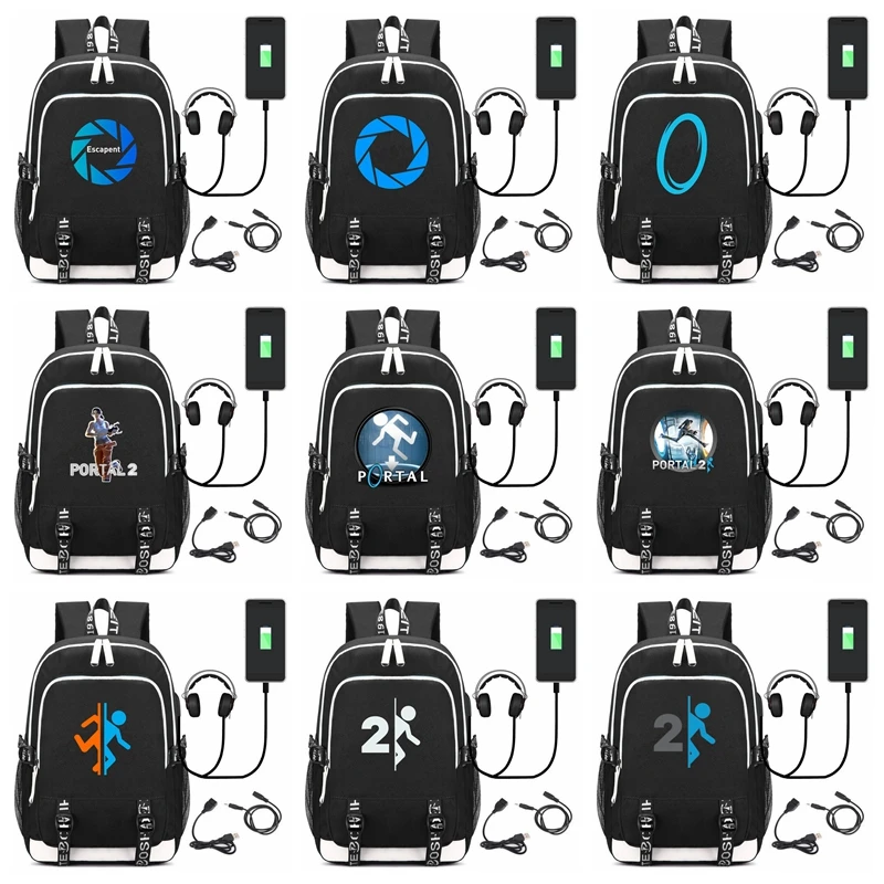 Рюкзак 2 портала для мужчин и женщин, сумки на плечо для ноутбука, школьные сумки для подростков, школьные сумки USB, сумки для косплея аниме-сумки