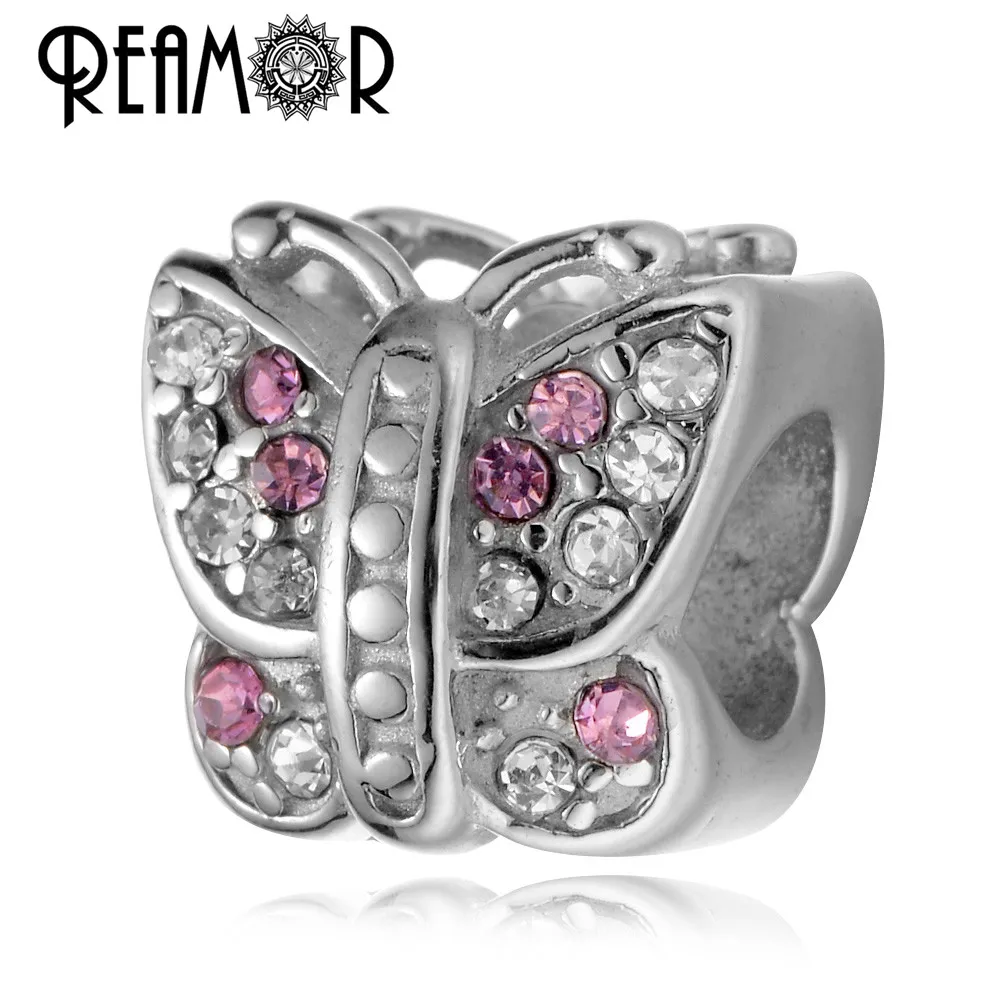 REAMOR-316L-Stainless-steel-Cute-Pink-White-Crystal-Butterfly-European-Charm-Beads-Fit-Luxury-Women-Bracelet