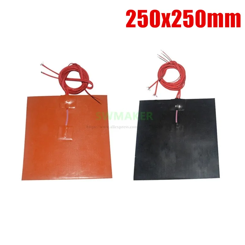 250x250mm12V24V110V220V3Dprintersquaresiliconeheatersiliconerubberheatingplatepad