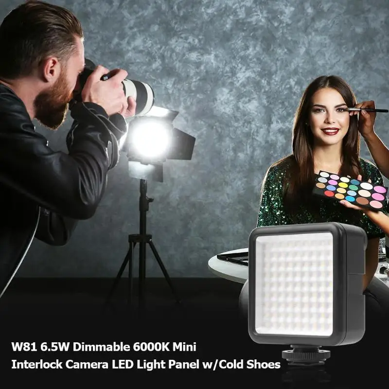 W81 Dimmable интерлок светодиодный светильник для видео заполняющий светильник с адаптером для крепления трех мест для холодной загрузки Двойной источник питания для SLR Camer