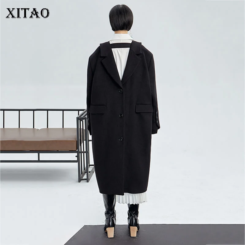 XITAO, индивидуальный двойной воротник, шерсть, Тренч, модная ветровка, для женщин, Harajuku, Осень-зима, одежда для женщин, DMY1167