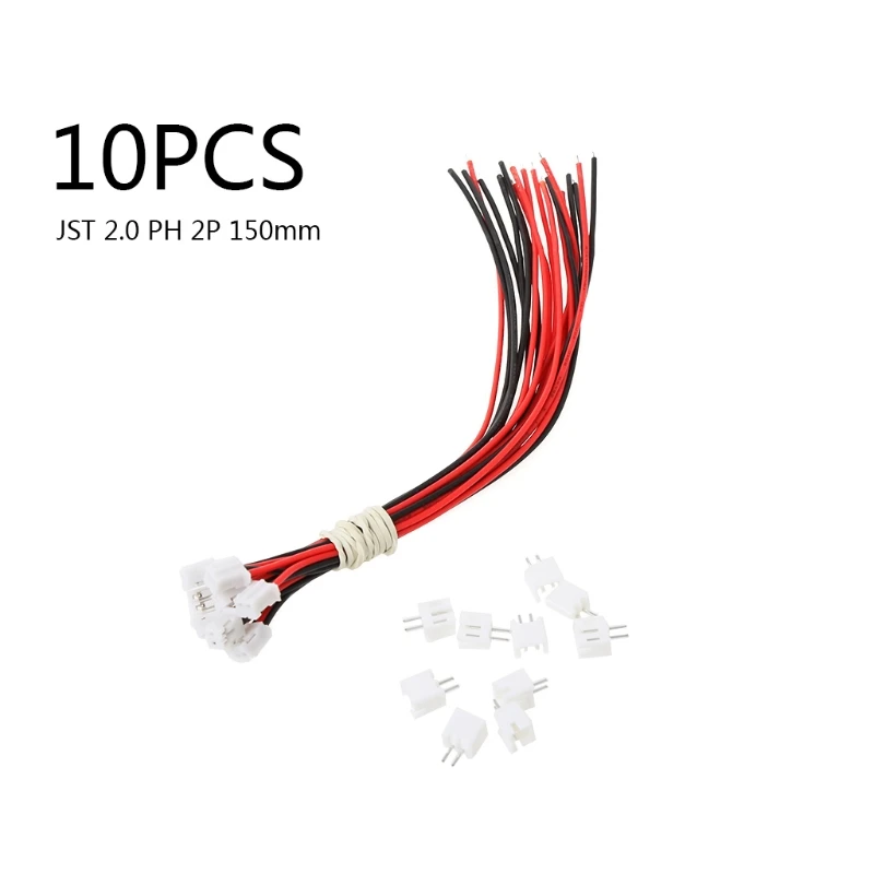 

10 Sets/Lot Micro JST 2.0 PH 2-Pin Connector plug with Wires Cables 150MM