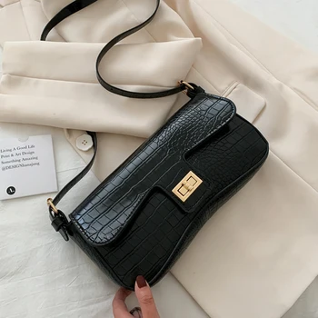 

Women PU Leather Shoulder Bags For Women 2020 Vintage Handbag Purse Stone Pattern Handbag Female Baguette Bags