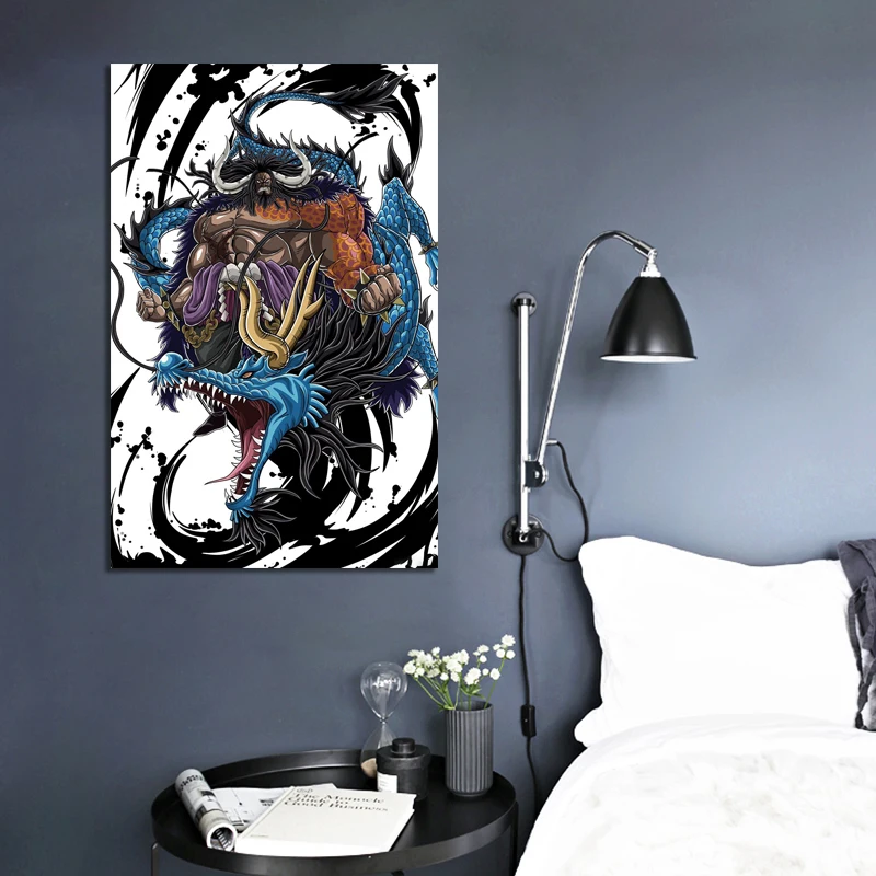 Canvas Painting Anime One Piece Kaido Dragon Form Hd Poster Canvas Painting Wall Art For Living Room Bedroom Home Decor Painting Calligraphy Aliexpress