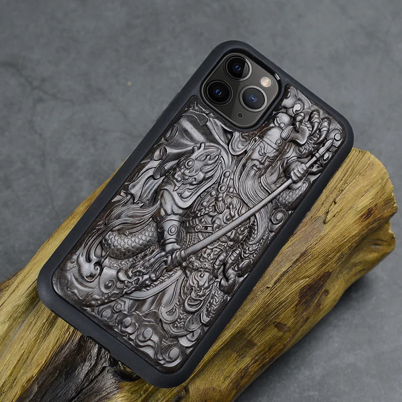 Чехол для iPhone 11 Pro Max черное дерево 3D стерео тиснение резная деревянная Задняя накладка чехла из ТПУ для iPhone 11 iPhone 11 Pro