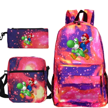 

Super Mario Backpack for Boys and Girls School Bags Student Backpack Travel Backpacks with Shoulder Bag Pen Bag