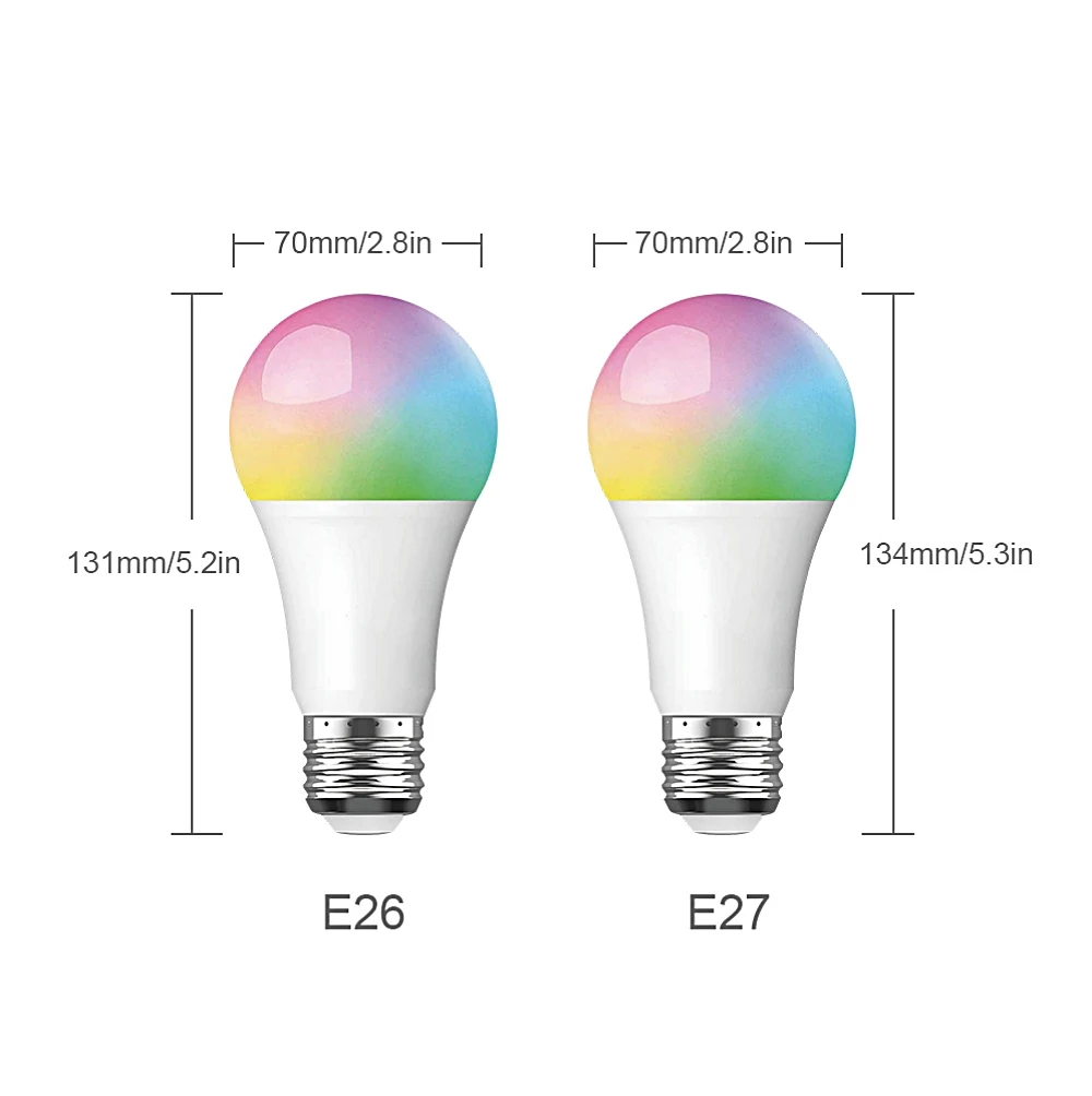 Умный светодиодный светильник Wi Fi лампа 800 лм E26/27 RGB цветов с регулируемой
