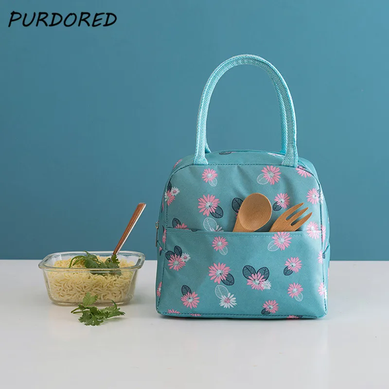 PURDORED, 1 шт., сумка для обеда с принтом фламинго, переносная изолированная сумка для обеда, Термосумка для еды, сумки для пикника для детей, сумка-холодильник для обеда