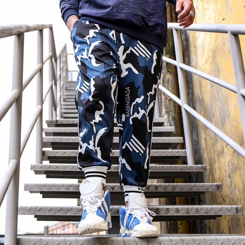 Мужские модные городские камуфляжные штаны в стиле хип-хоп, спортивные штаны для спортзала, повседневные Харадзюку шаровары, мужские спортивные брюки из полиэстера высокого качества