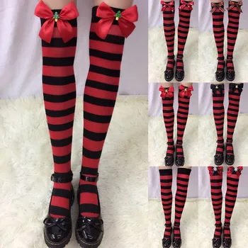 

Stockings Christmass Winter Socks Stripe Women Warm Cable Long Boot Socks Over Knee Thigh High Stockings W1125