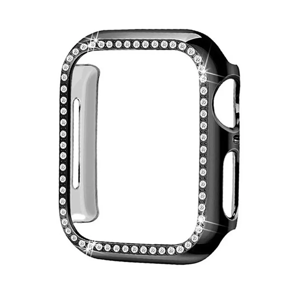 Часы с бриллиантами чехол бампер Защитная рамка для Apple Watch чехол 44/40/42/38 мм покрытие PC чехол аксессуар