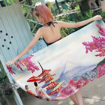 

3D Printed beautiful scenery Microfiber rectangle Beach Towel for Adults Child Summer Toalla Yoga Mat T503
