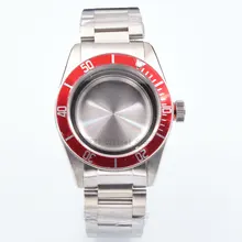 Детали часов 41 мм красный ободок чехол 22 мм ремешок с латунным покрытием 316L S стальной ремень подходит для ETA 2836/2824 Miyota8215 821A механизм