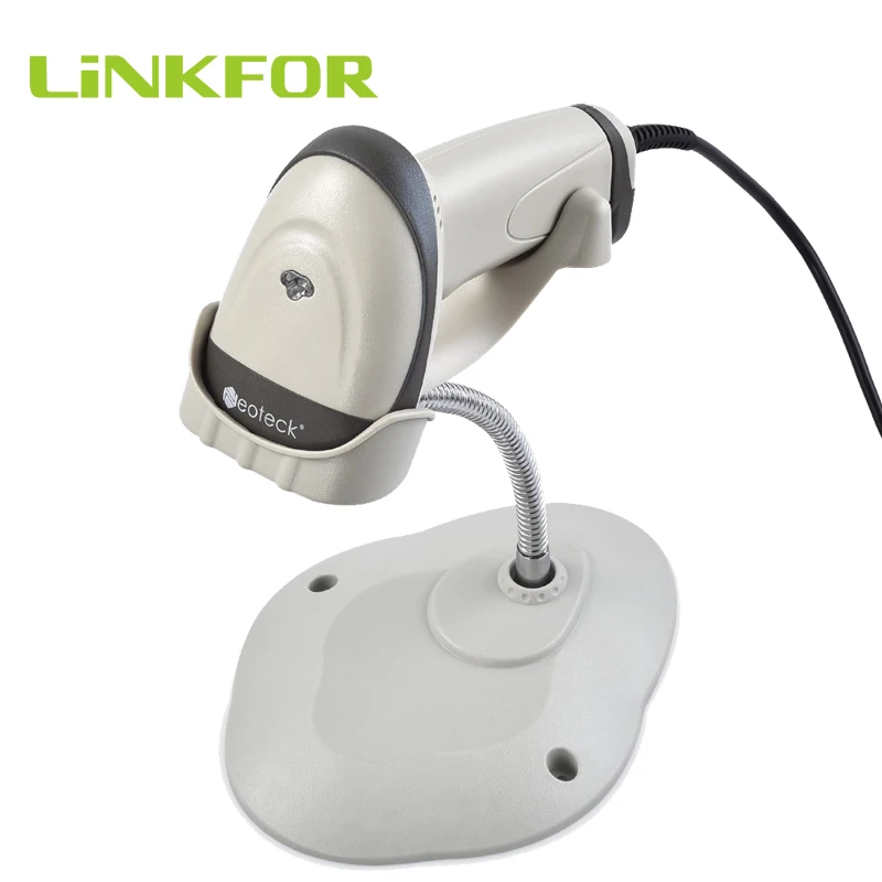 LiNKFOR USB долгое сканирование ручной непрерывный POS лазерный сканер штрих-кода с подставкой 650nm лазерный сканер штрих-кода