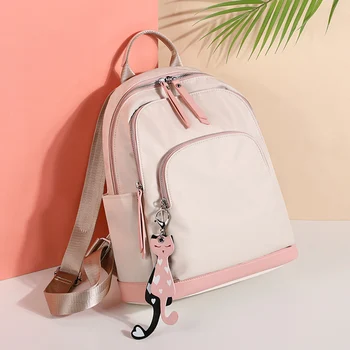 

Women travel backpack school bags for teenager girls Anti-theft backpack female preppy style panelled back pack with cat Pendant