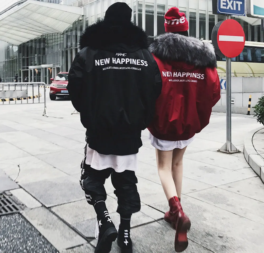 Liketkit, мужские зимние парки,, мужские хип-хоп пары, хлопок, толстые куртки, мужские с буквенным принтом, большой воротник, теплая ветровка