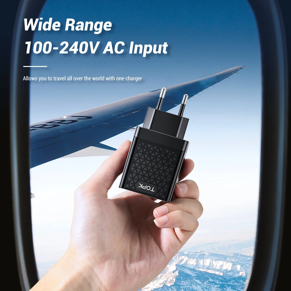 Быстрое зарядное устройство TOPK B354Q с 3 портами USB 30 Вт многофункциональное для iPhone