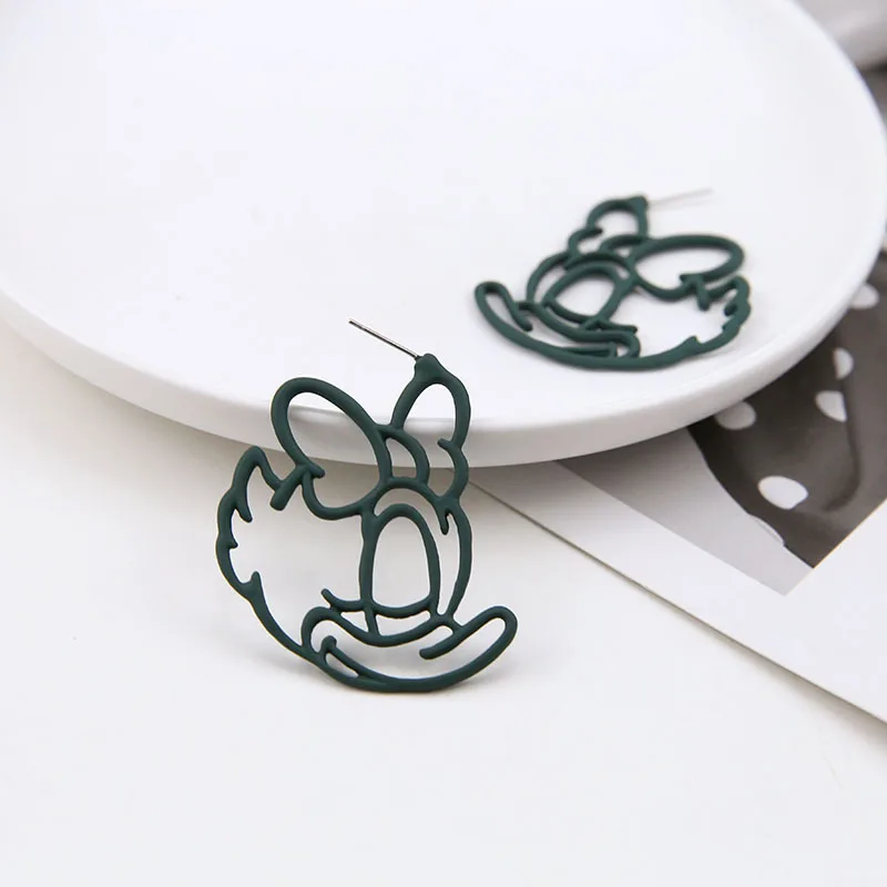 Daisy Duck(Green) FENGLI, цветные серьги-гвоздики с Микки Маусом для женщин, Дональд Дак, Милая Красная серьга, Женские Ювелирные изделия с Микки Маусом, лучший подарок для друга на день рождения - Окраска металла: Daisy Duck(Green)