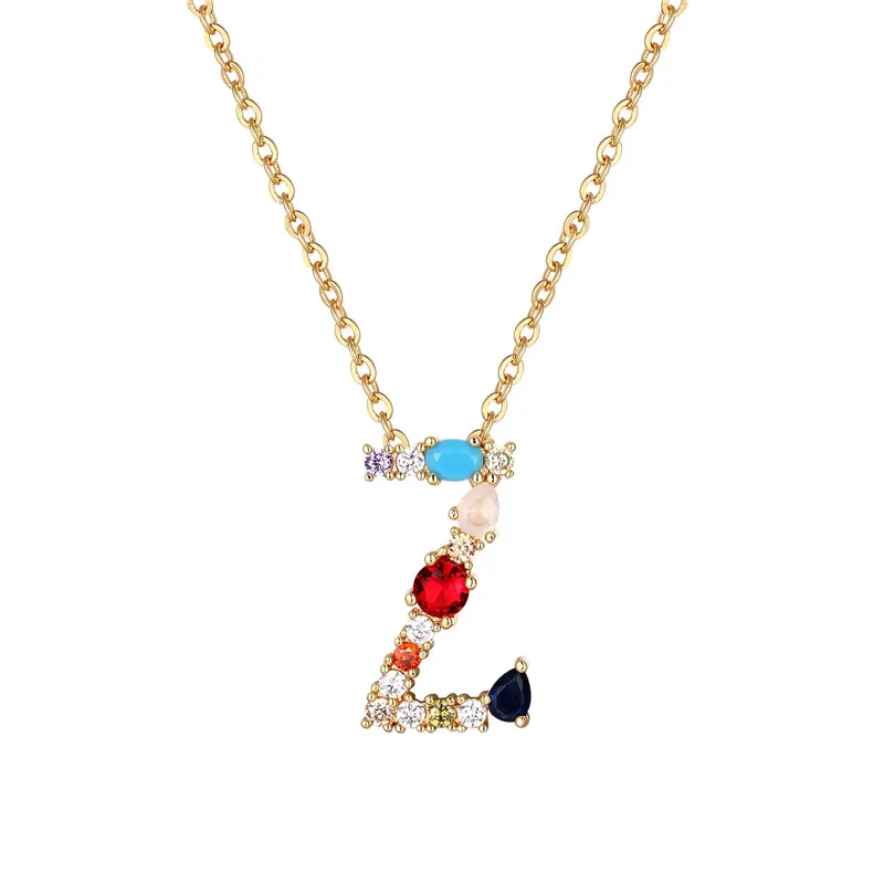 MKENDN многоцветный модный Шарм Золото 26 Алфавит кулон ожерелье микро проложить Циркон начальные ожерелья с буквой пара имя ювелирные изделия