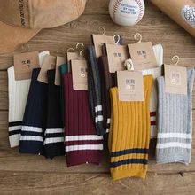 Осенне-зимние новые японские носки с двумя полосками, женские хлопковые носки в студенческом стиле BDW004