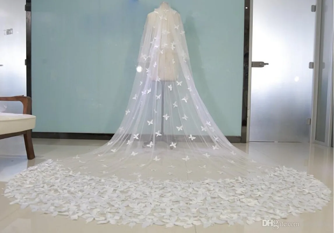 real-image-butterfly-bridal-veils-white-sheer-tulle-double-layers-crepe-long-veil-wedding-veils-in-stock-bridal-accessories