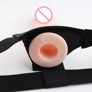 Hollow Silicone Strap-On Penis Male Extension Sleeve Lovetoy Adjustable Strapon Harness Suction Cup Dildo Lesbian Pants Sex Toys 6