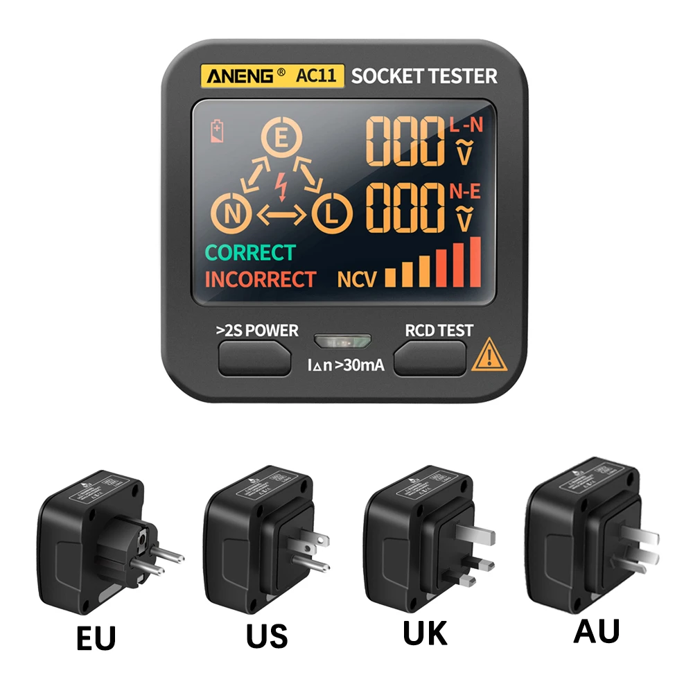 Smart Socket Tester Digital Ac Voltage Tester Ground Zero Electric Circuit Detector Line Plug Polarità Phase Pro Eu/Us/Uk/Au