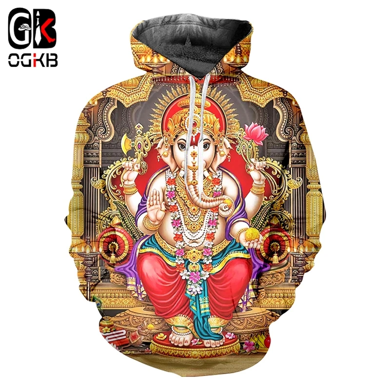 

OGKB Hindu Ganesha Hoodies 3D Printed God Of Wisdom Ganesha Sweatshirts Men Women Hip Hop Harajuku Sweatshirt Clothes Plus Size