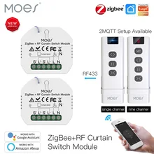 Moes DIY RF433 ZigBee Smart Curtain Switch Module for Motorized Roller Blinds Motor 2MQTT Tuya Smart APP Alexa Google Home