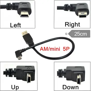 Mini USB Cable USB Type A to Mini 5Pin Right Angle Charging Cable Adapter Charge