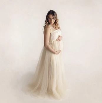 Tulle Sexy Maternity Dresses Photography Props Long Fancy Pregnancy Dress Mesh Pregnant Women Maxi Gown Clothes For Photo Shoots