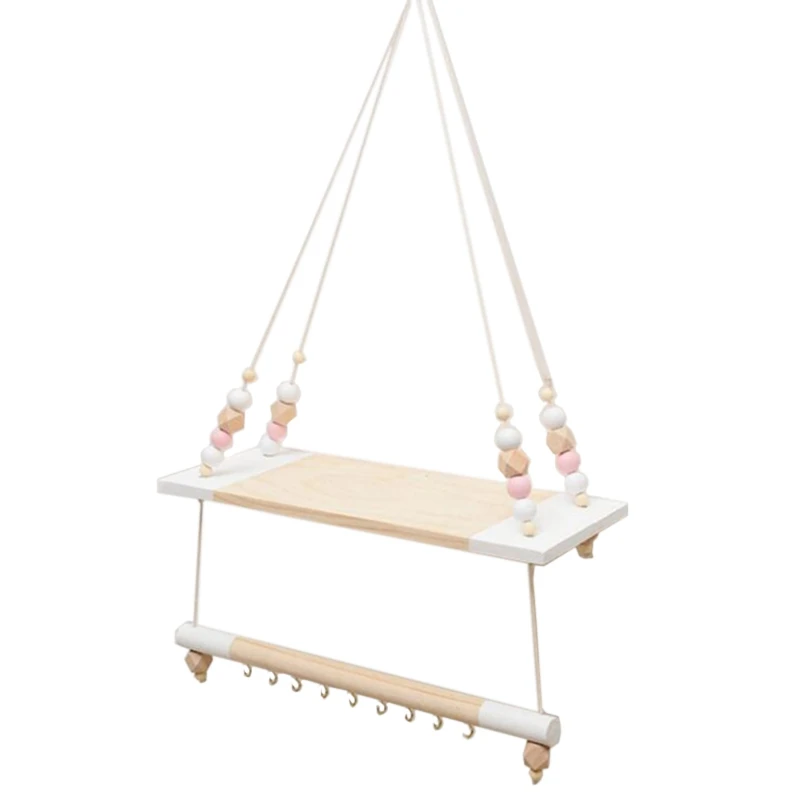 

DIY Nordic Children's Room Decorative Wall Frame Wooden Wall Partition and Colored Beads Hook Children's Room Decoratio