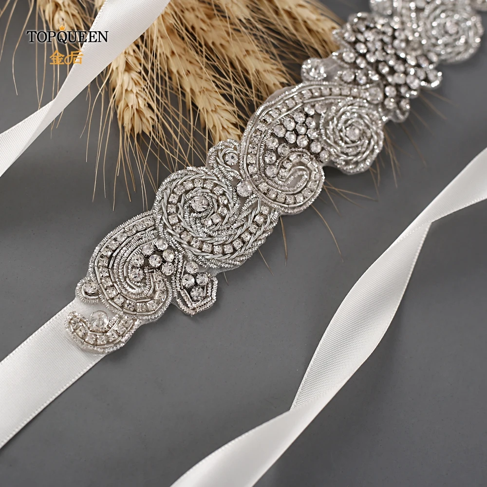 TOPQUEEN S366 Королевский медаль ремесло пояс невесты Индии кружева свадебные ленты ручной работы свадебный пояс ремень с бисером для