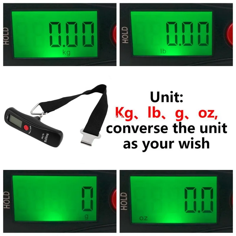 1pcs 50kg X 10g Mini Portable Electronic Scale LCD Display Weight Luggage Scale Digital Travel Hanging Hook Scale
