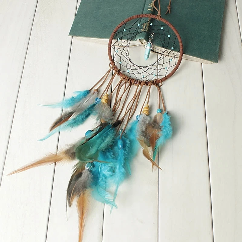 DIY Turquoise Original Dream Catcher Indian Feather Hanging Art Gifts To Bestie Friends Creative Valentine's Day | Дом и сад