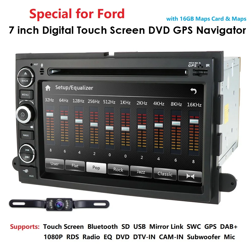 Clearance For Ford F150 F250/350/450/500 E150/250 DVD GPS Navi  Player Stereo Video Support RDS Steering wheel control Free SD card+Camera 5