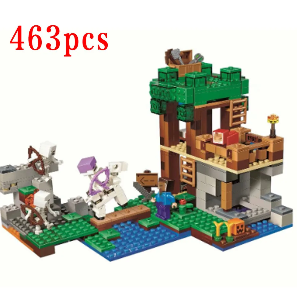 

21146 463pcs My World The Skeleton Attack Shelter Horseman Minecraftinglys Building Blocks Bricks legoinglys Toys Children