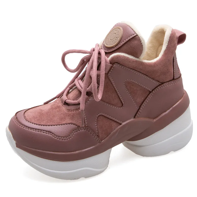 FEDONAS/демисезонная удобная женская обувь на плоской платформе; повседневная обувь на плоской подошве; женские дышащие Спортивные кроссовки с перекрестной шнуровкой - Цвет: Розовый